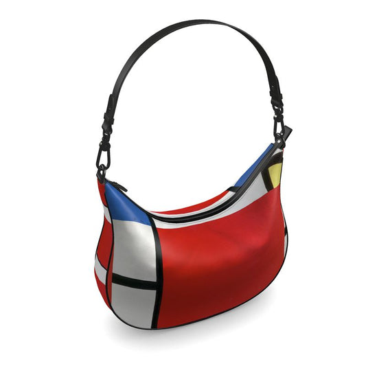 Abstract Curve Hobo Bag - Inspired by Piet Mondrian (Comp #39)