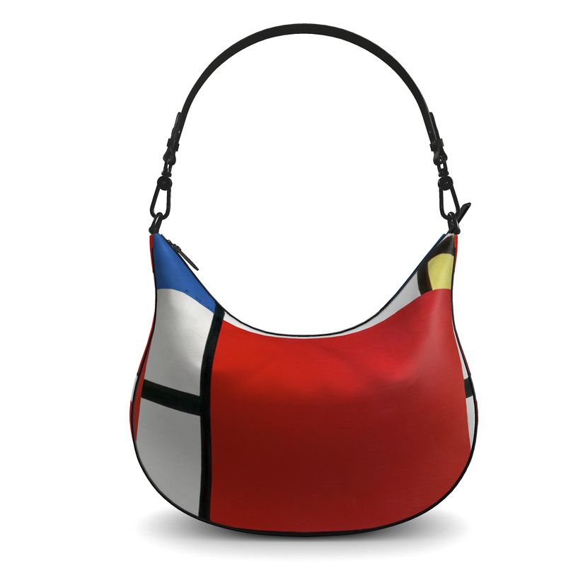 Abstract Curve Hobo Bag - Inspired by Piet Mondrian (Comp #39)