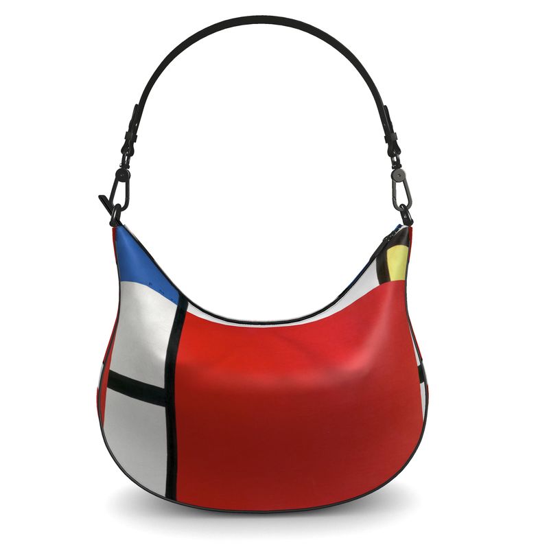 Abstract Curve Hobo Bag - Inspired by Piet Mondrian (Comp #39)