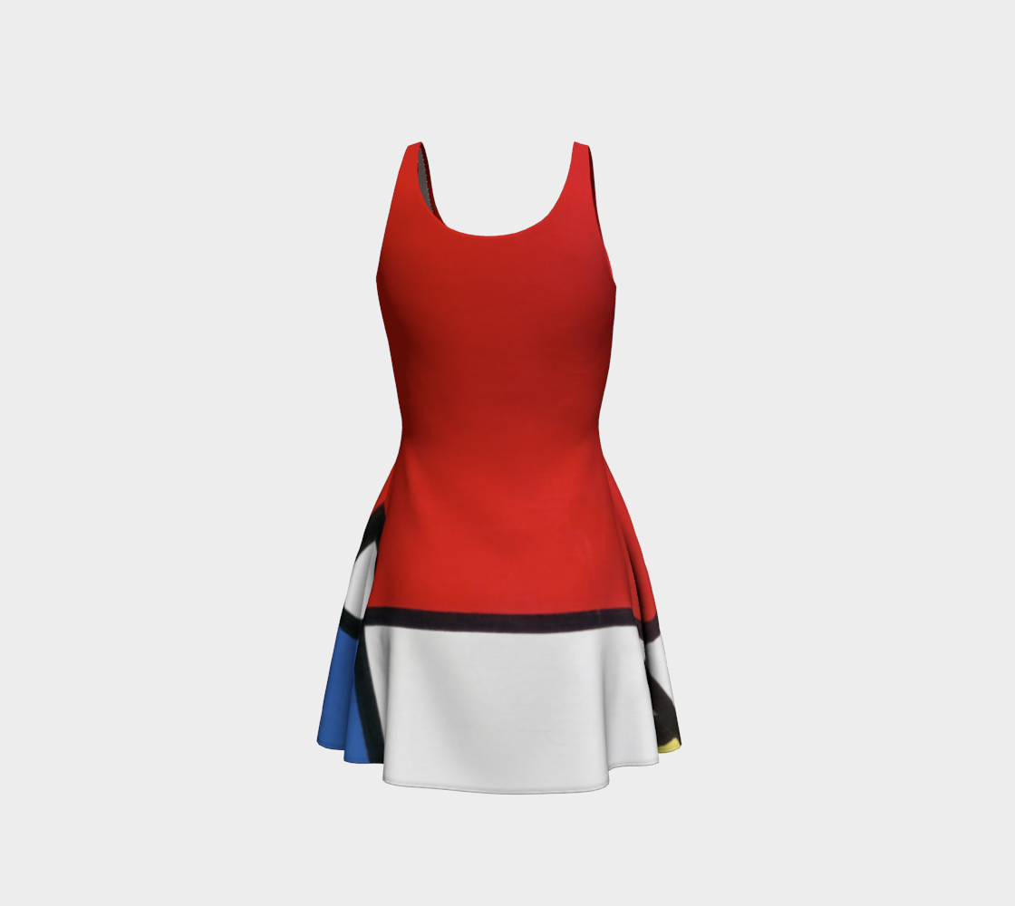 Piet Mondrian inspired abstract flared dress